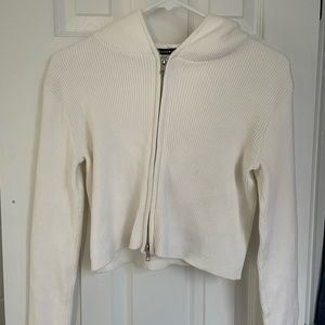 BRANDY MELVILLE CROPPED WHITE HOODIE